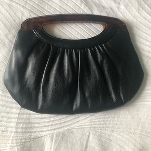 Black leather vintage clutch